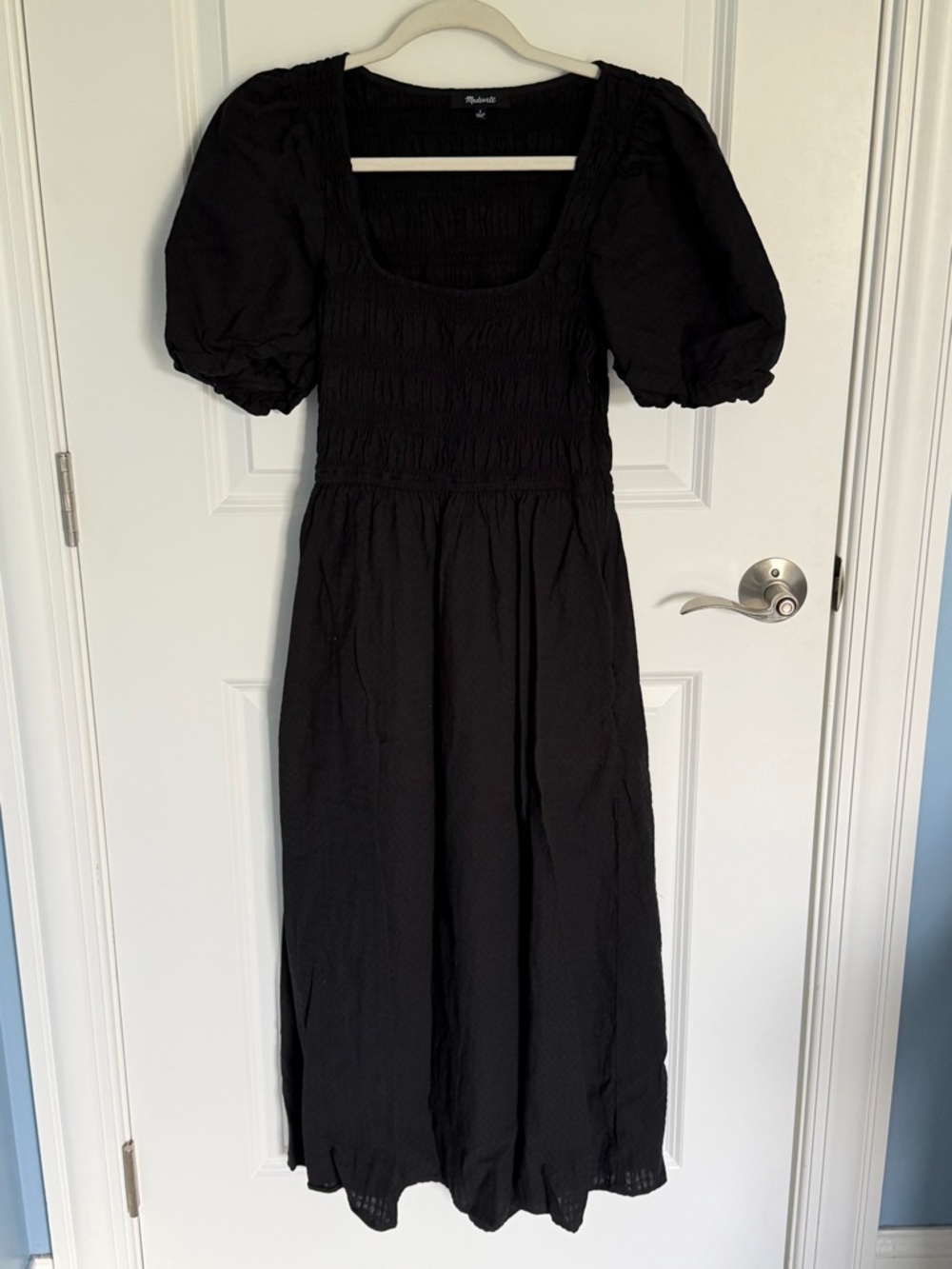 Madewell True Black Lucie Puff-Sleeve Midi Dress Size 6 - 54586 - Picture 2 of 16